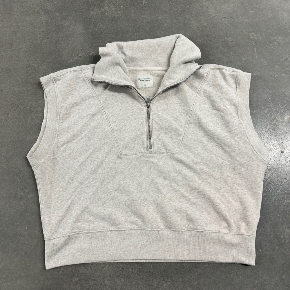 Abercrombie & Fitch Soft A&F Collection Quarter Zip Sweatshirt Vest Grey XL